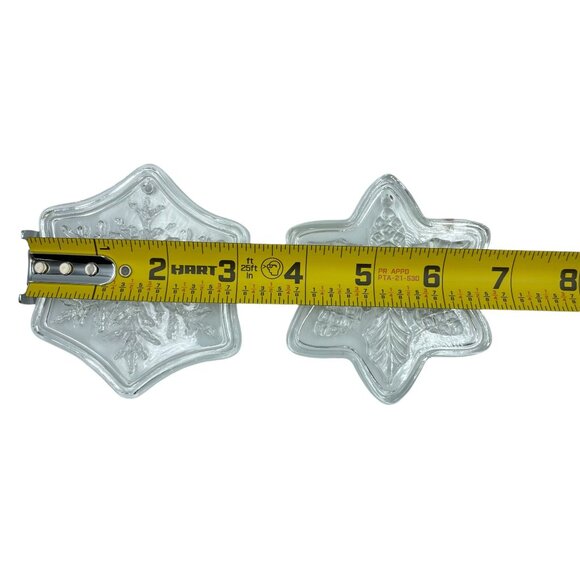 1970s Fostoria Crystal Embossed Ornaments Star Snowflake and Pine Cones, Holly - Picture 6 of 6